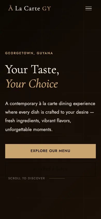 À La Carte GY — Restaurant Website — mobile view screenshot