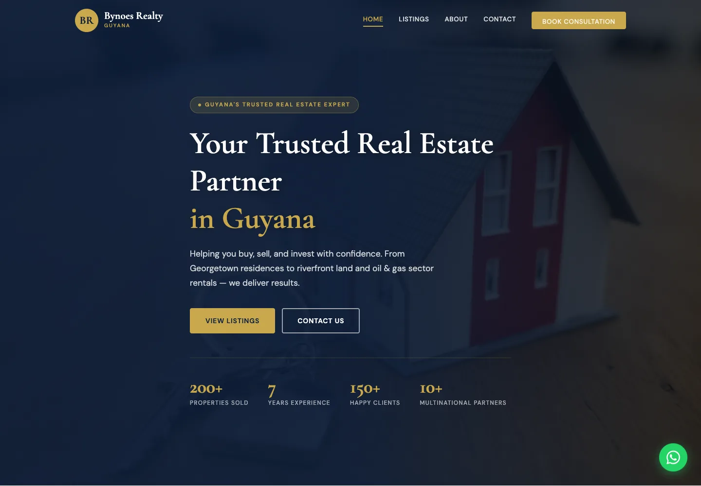 Bynoes Realty Guyana — Real Estate Listings Website — desktop homepage screenshot