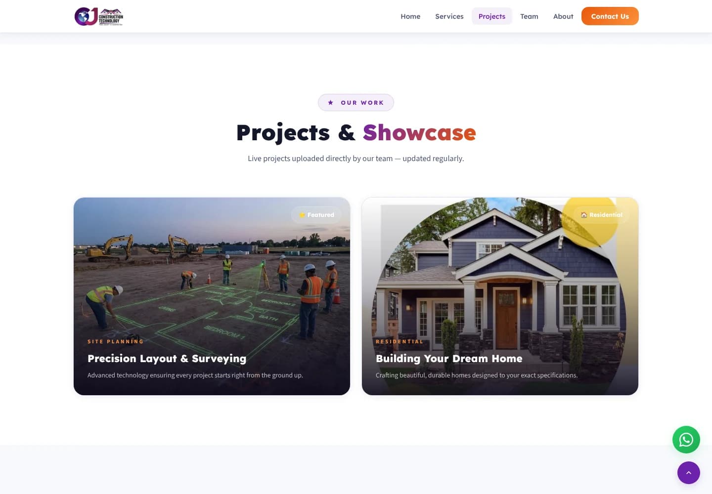 CJ Construction Technology projects and showcase section