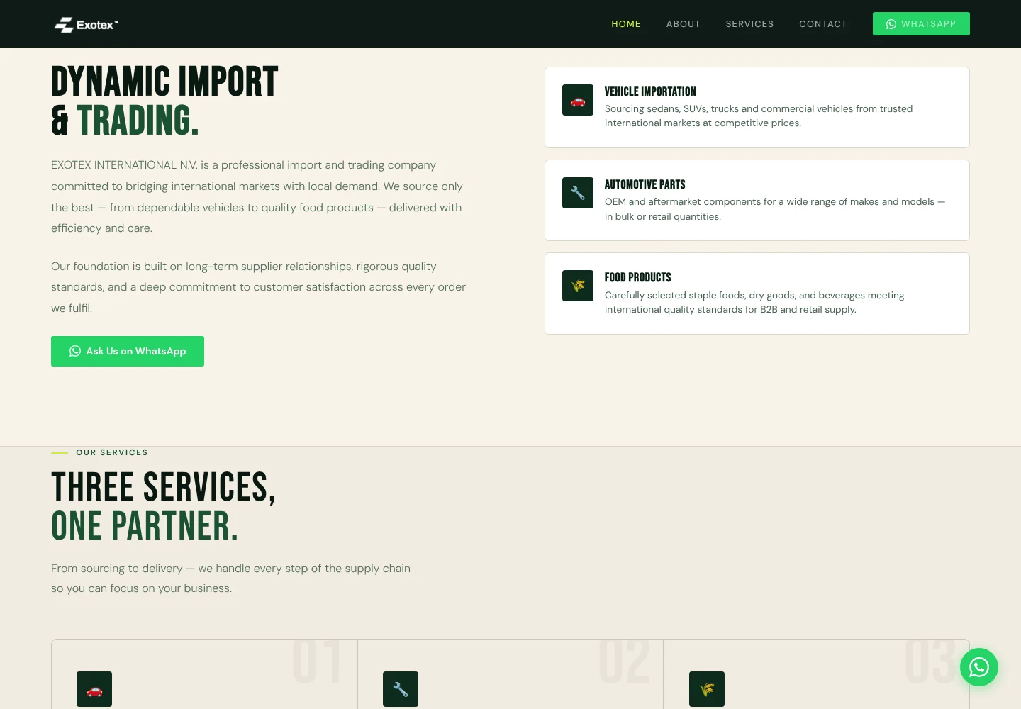 EXOTEX International core services section