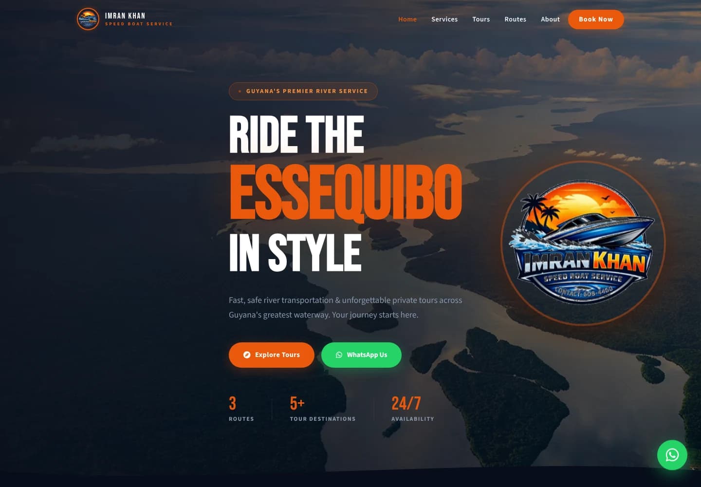 Imran Khan Speed Boat Service homepage on desktop