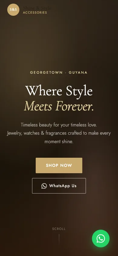 Shine & Style Accessories — Ecommerce Catalog Website — mobile view screenshot