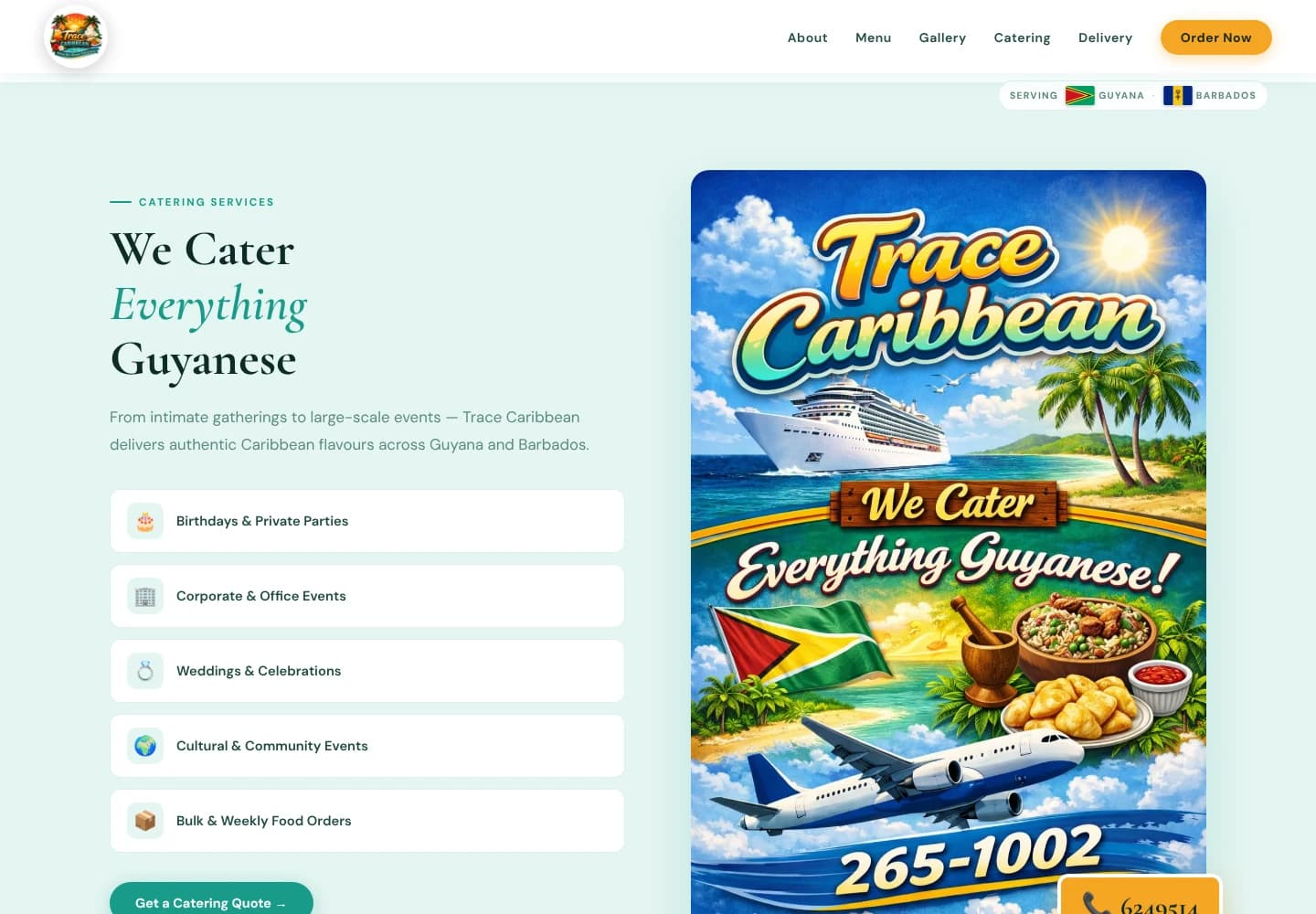 Trace Caribbean catering section